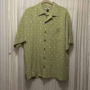 Tommy Bahama Silk Shirt Men’s L Green Beach Resort Relaxed